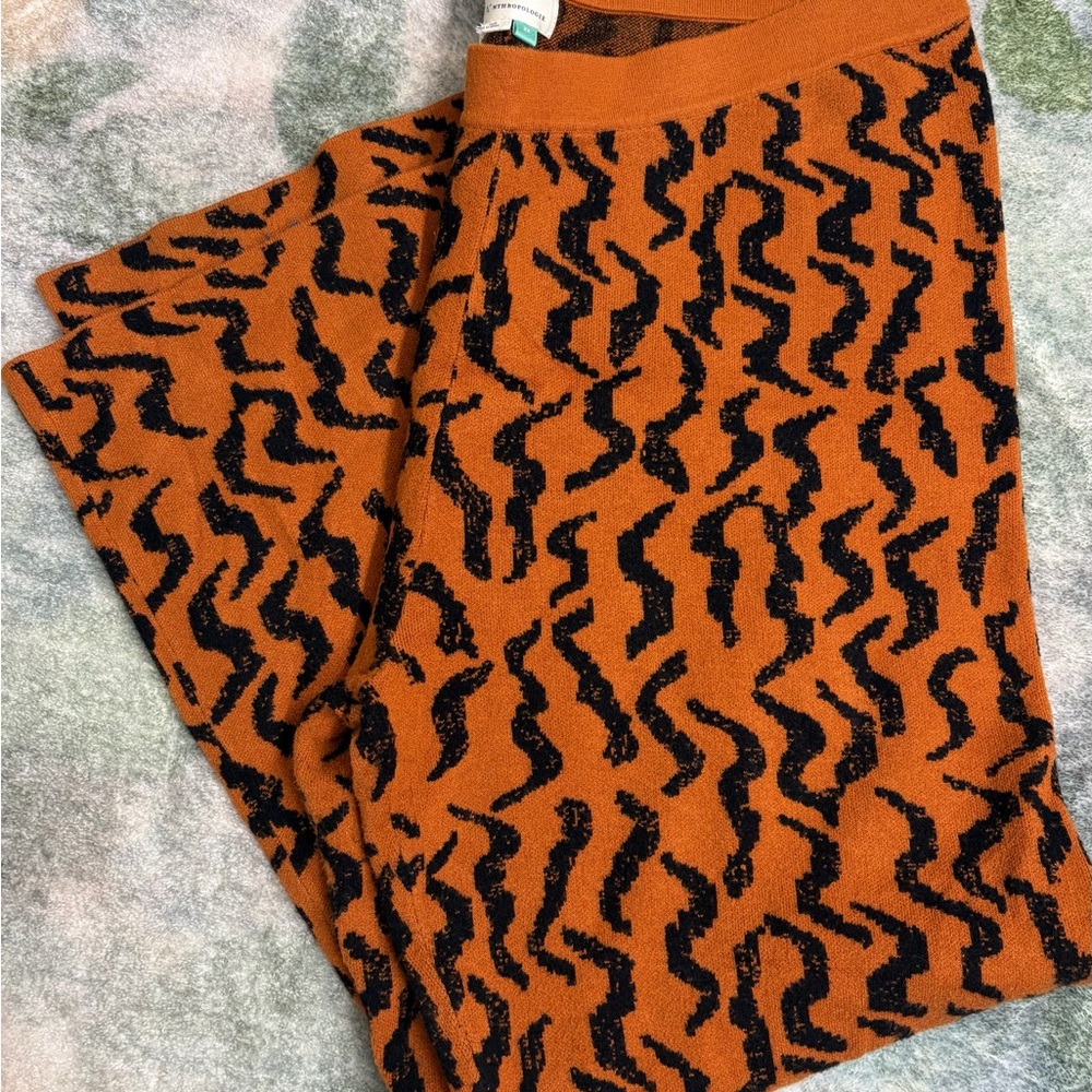 Anthropologie Contrast Tiger Knit Sweater Pants 2x - Picture 2 of 6